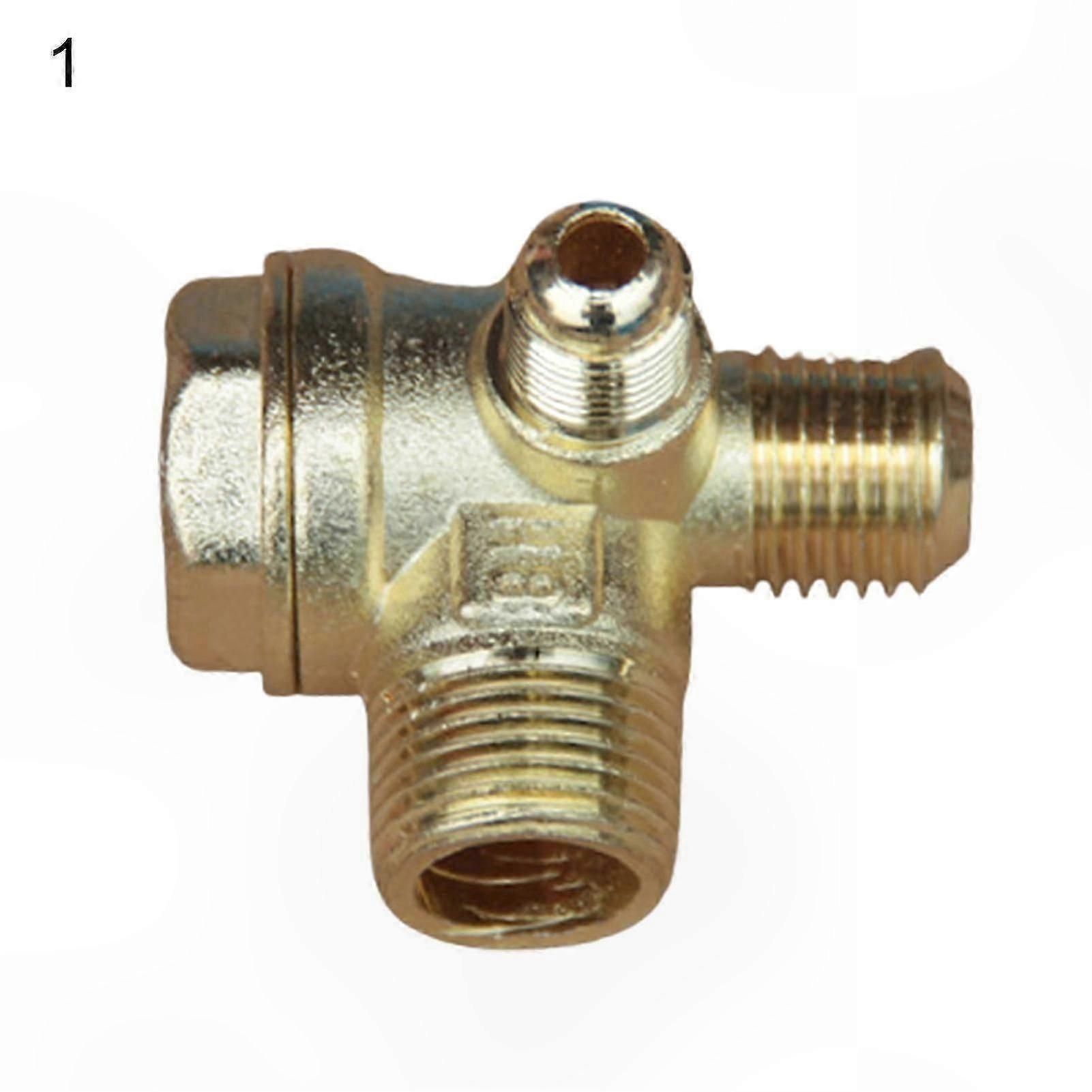 3-Way Air Compressor Check Valve, Copper/Zinc Alloy Male Threaded Unidirectional Pipe Fitting for Easy Installation