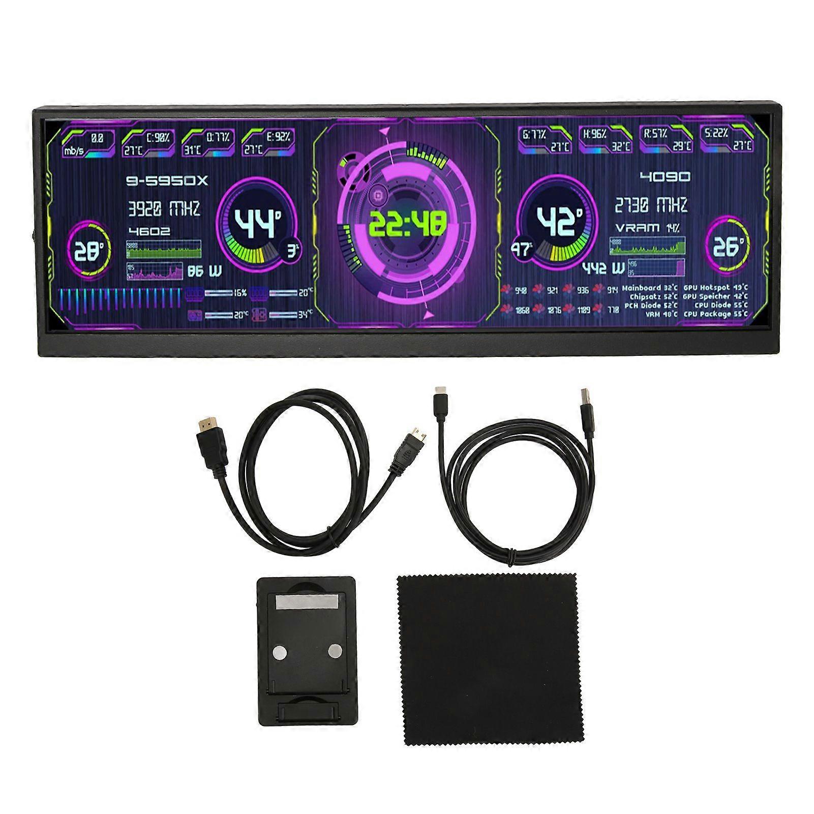 12.7 Inch Portable Monitor 4K 120Hz IPS Second Screen Mini HD Multimedia Interface for Aida64 Sub CPU GPU Display for Laptop Desktop