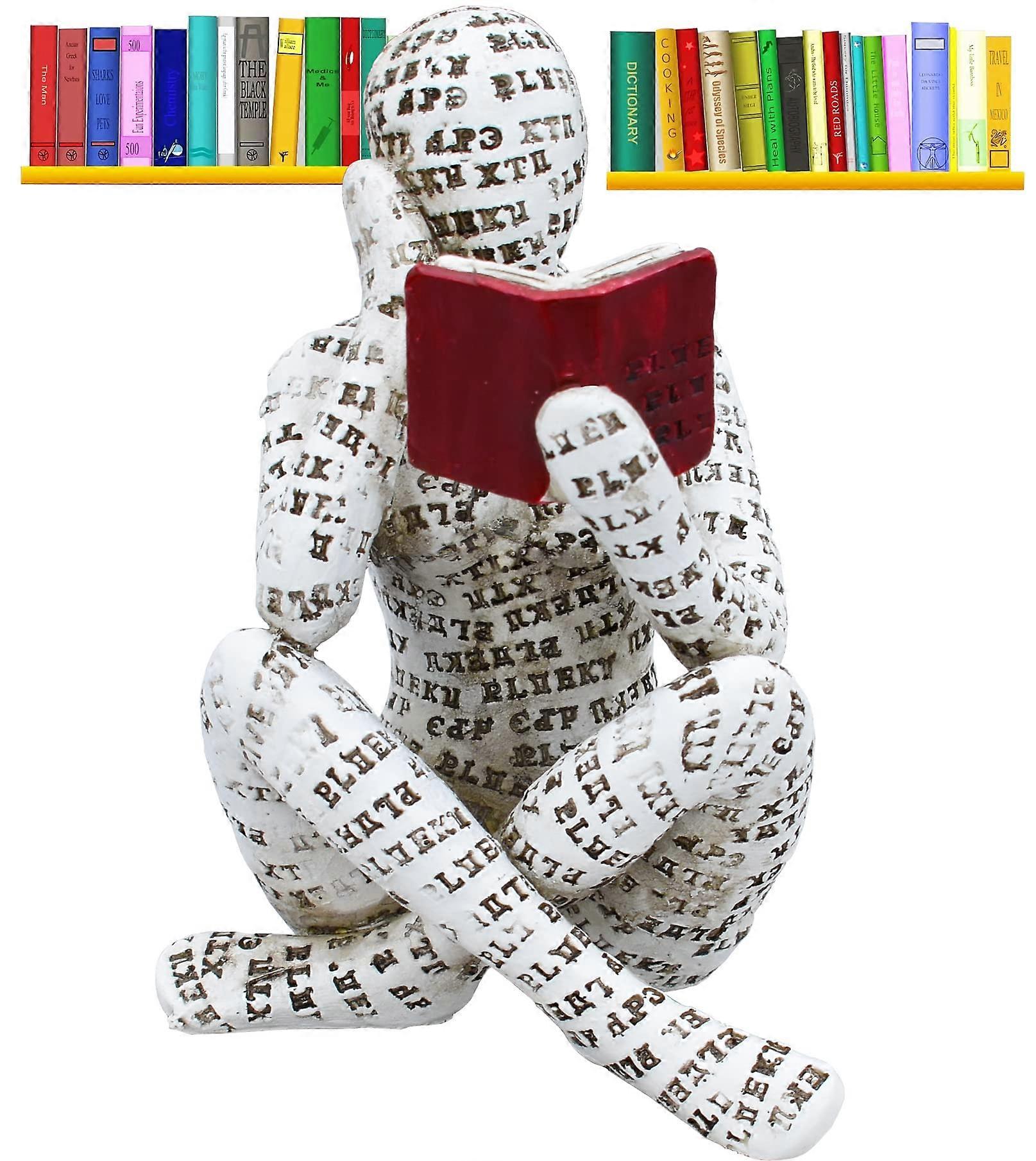 Reading Woman Figurine, Modern Abstract Resin Sculpture, Thinker Style Bookshelf Decor for Home Office Living Room, Collectible Desk Ornament