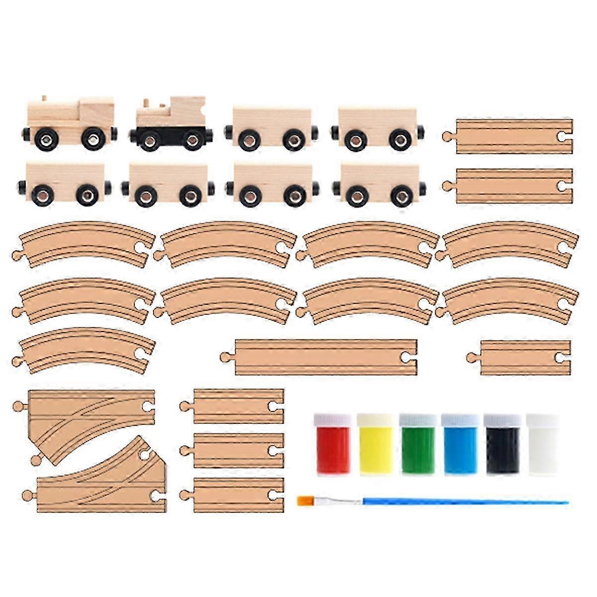 Set of DIY Wooden Train Track Adapters Railway Accessories