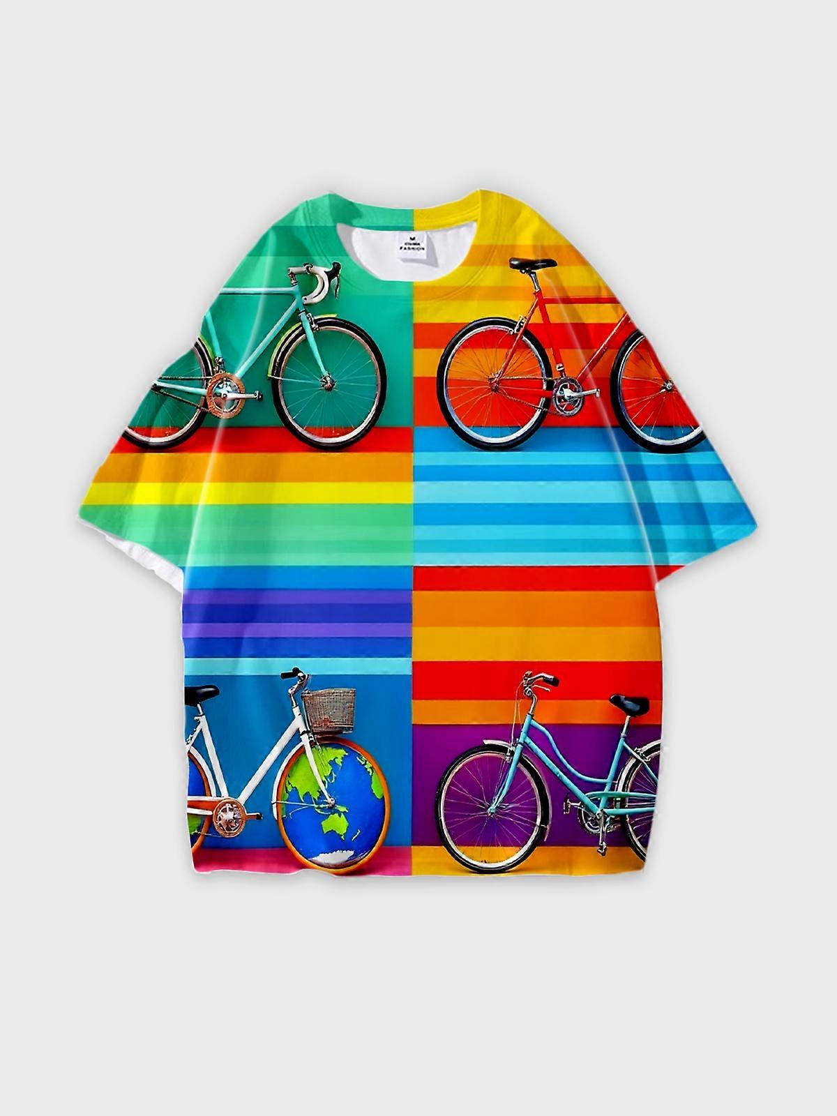 T-Shirt Round Neck, Loose Short Sleeve Pattern Graphic Tee, Unisex Summer Casual Top U2227