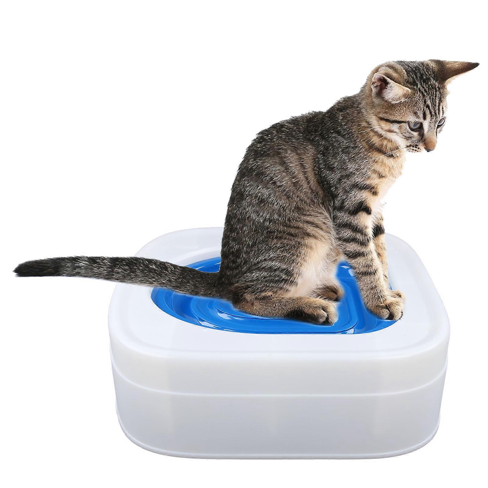 Self Training Cat Toilet Oval Shape Blue Plastic Odor Control Kit
