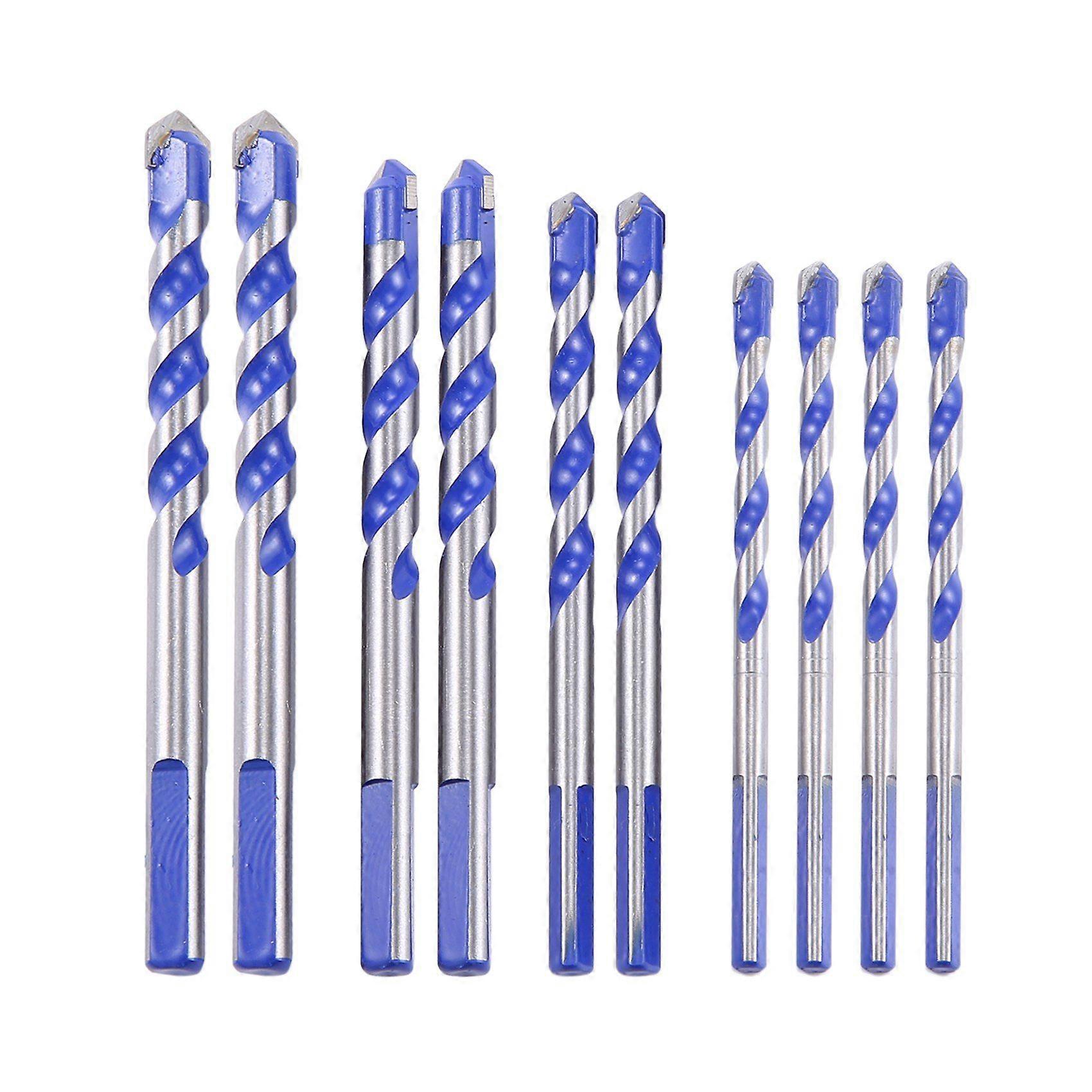 10Pcs Tungsten Carbide Masonry Drill Bit Set for Metal Steel Porcelain Ceramic Tile Concrete Brick