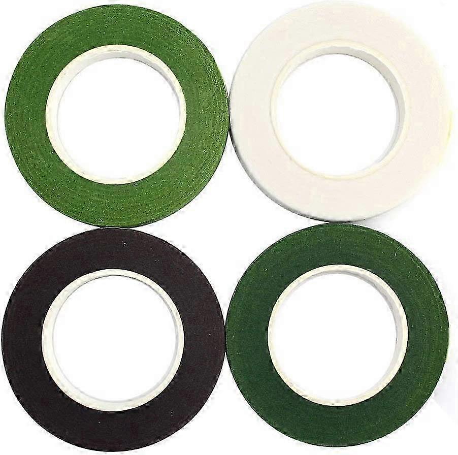 4 Pcs Floral Tape For Stem Wrap (Green,Dark Green,White,Coffee)