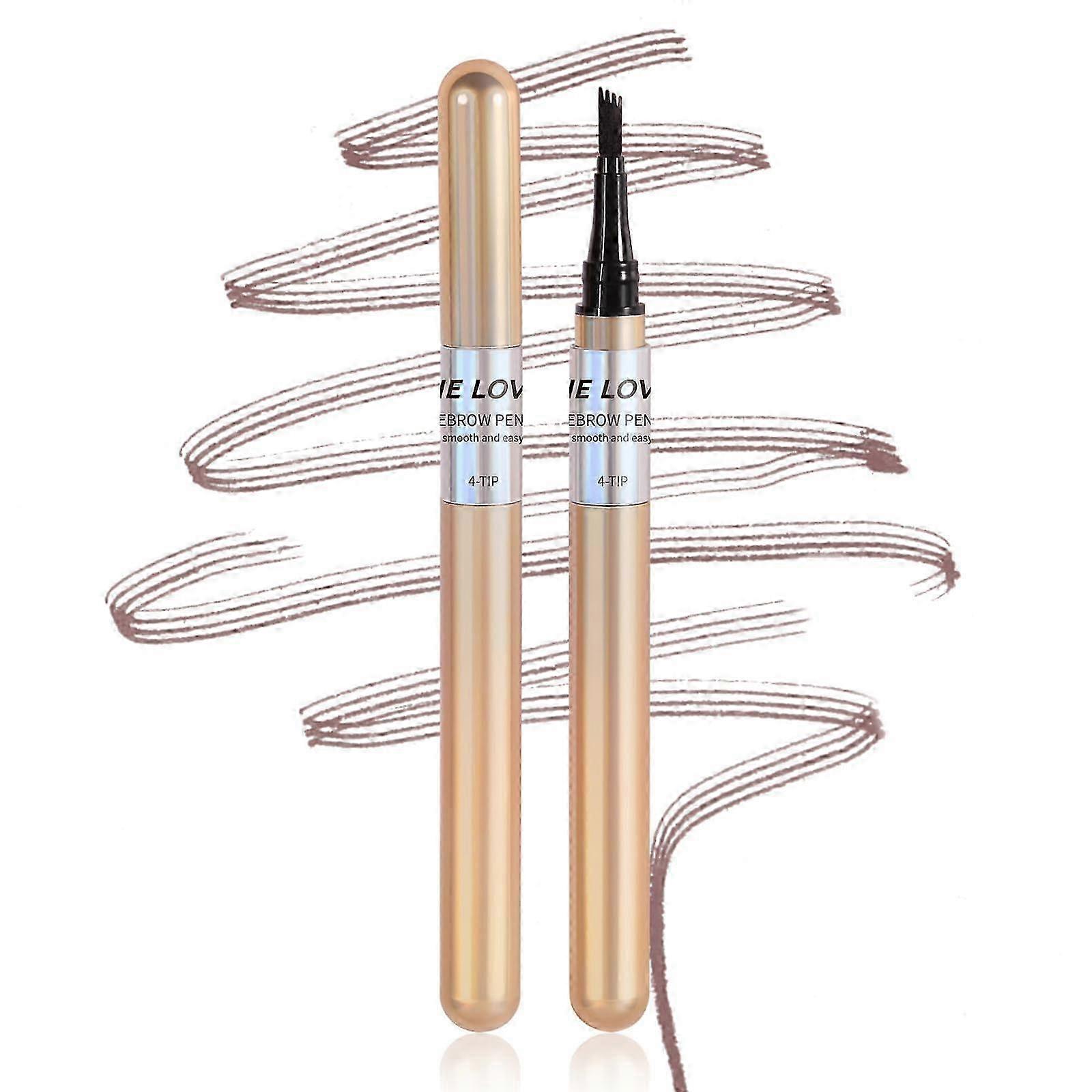 Eyebrow Pencil Tattoo Eyebrow Pen,Waterproof 4-Tip Sweatproof Brow Pen Microblading Brow Makeup Pen Longlasting Light Brown