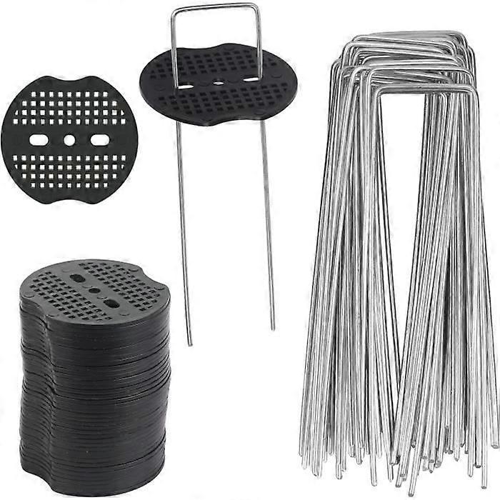 50Pcs Garden Stakes, Tarpaulin Pegs with 50 Washers, Fixing Stakes for Tarpaulin, Mulch Fabric, Weed Fabric,