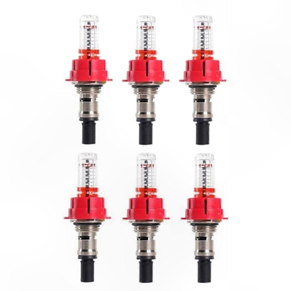 6-Pack Flow Meter for Underfloor Heating, Visual Flow Monitoring Regulator for Radiant Heat Systems