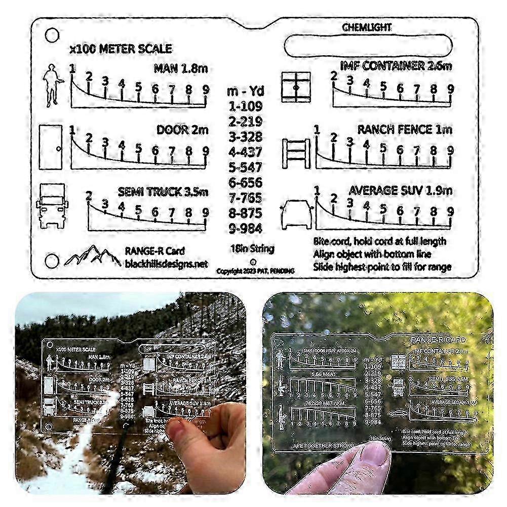 Range Finder Card, Hunt-R Card, Range-R Card, 900m Measurement Slide Rule Tool 2025