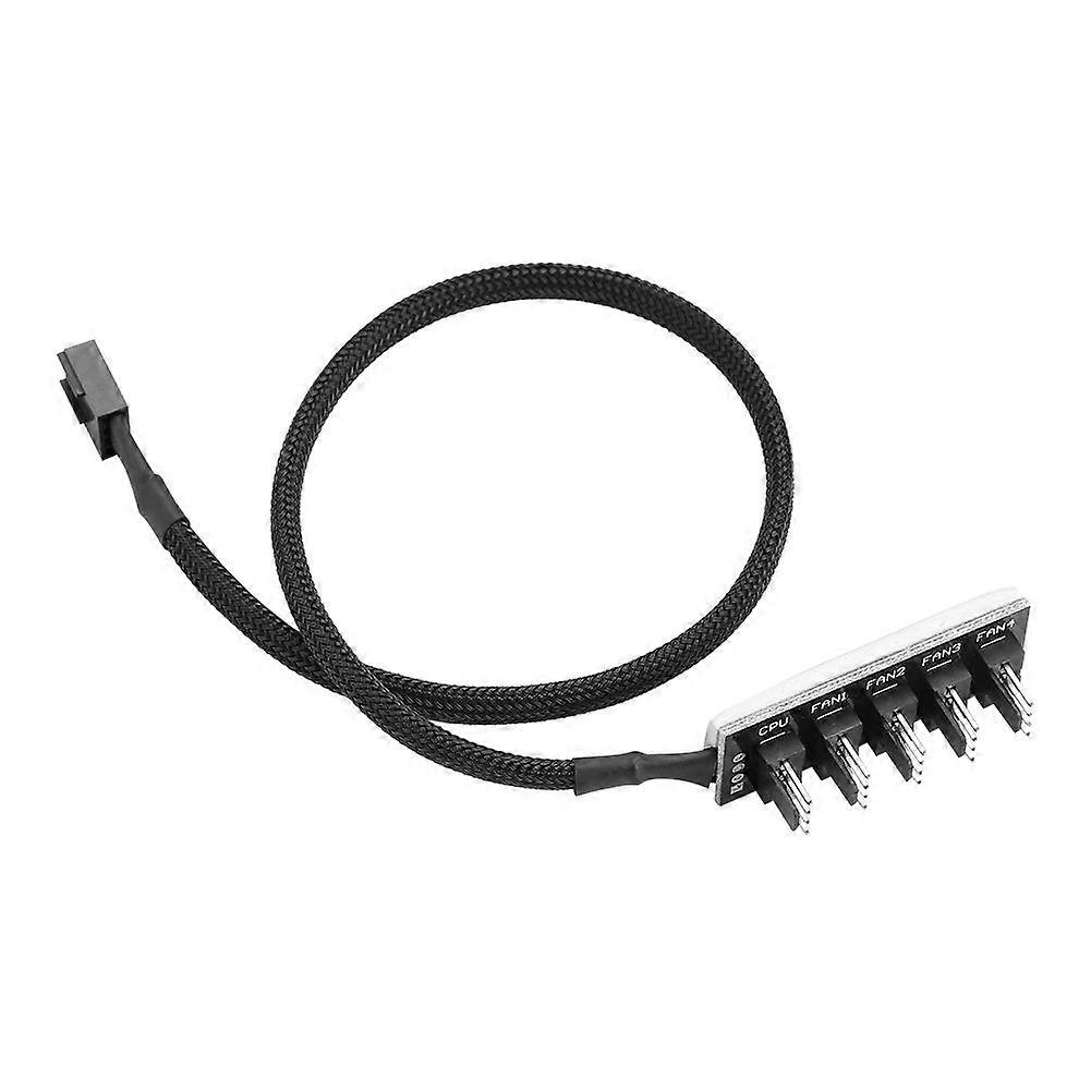 5-Port PC 4-Pin PWM CPU Cooling Fan Splitter Hub Adapter Braided Cable 1 Female to 5 Male