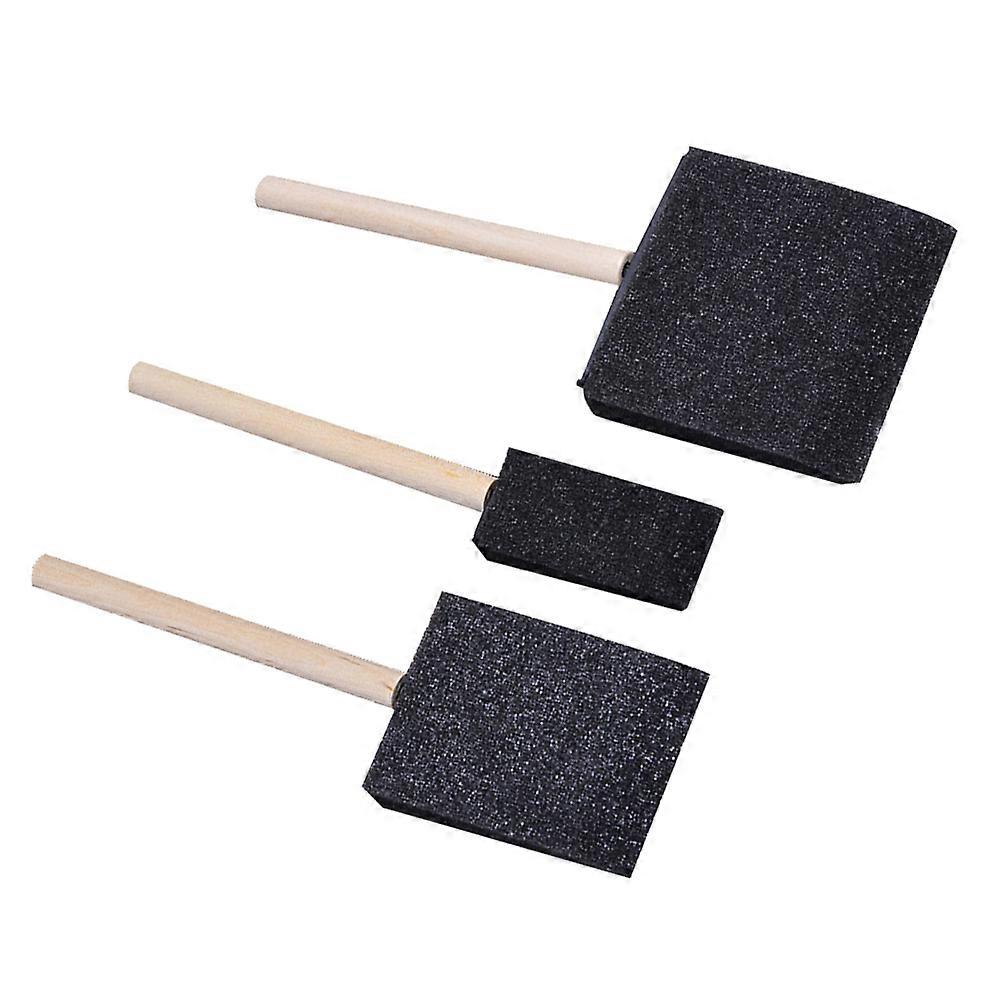 Wood Handle Art Sponge Brushes for Painting Use 30Pcs Black Lightweight