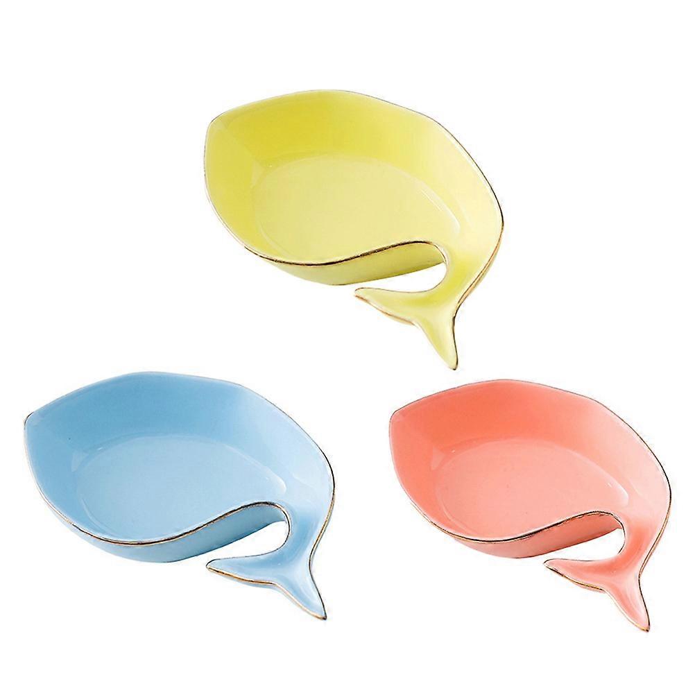 Assorted Color Ceramic Seasoning Dish for Dining 3Pcs Small Plates