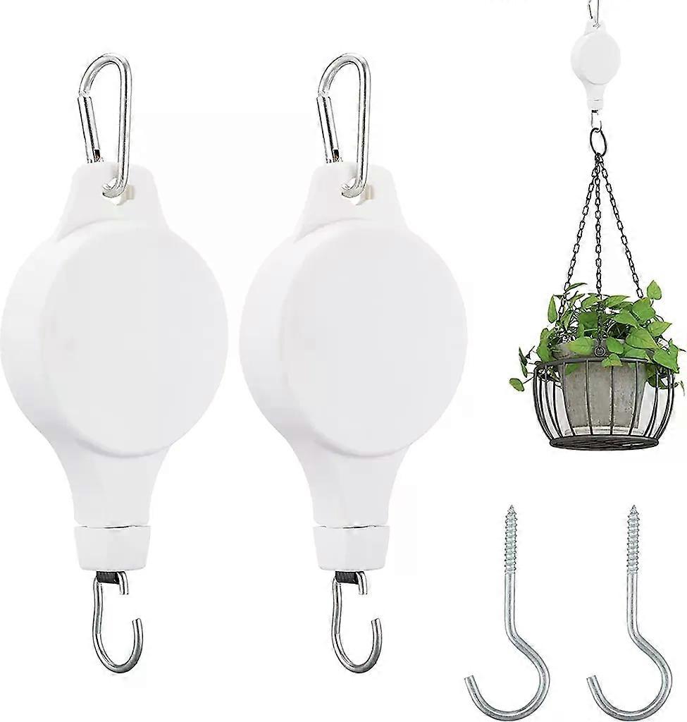 Set of 2 hanging basket plant roll hooks, retractable plant roll hanger, can be