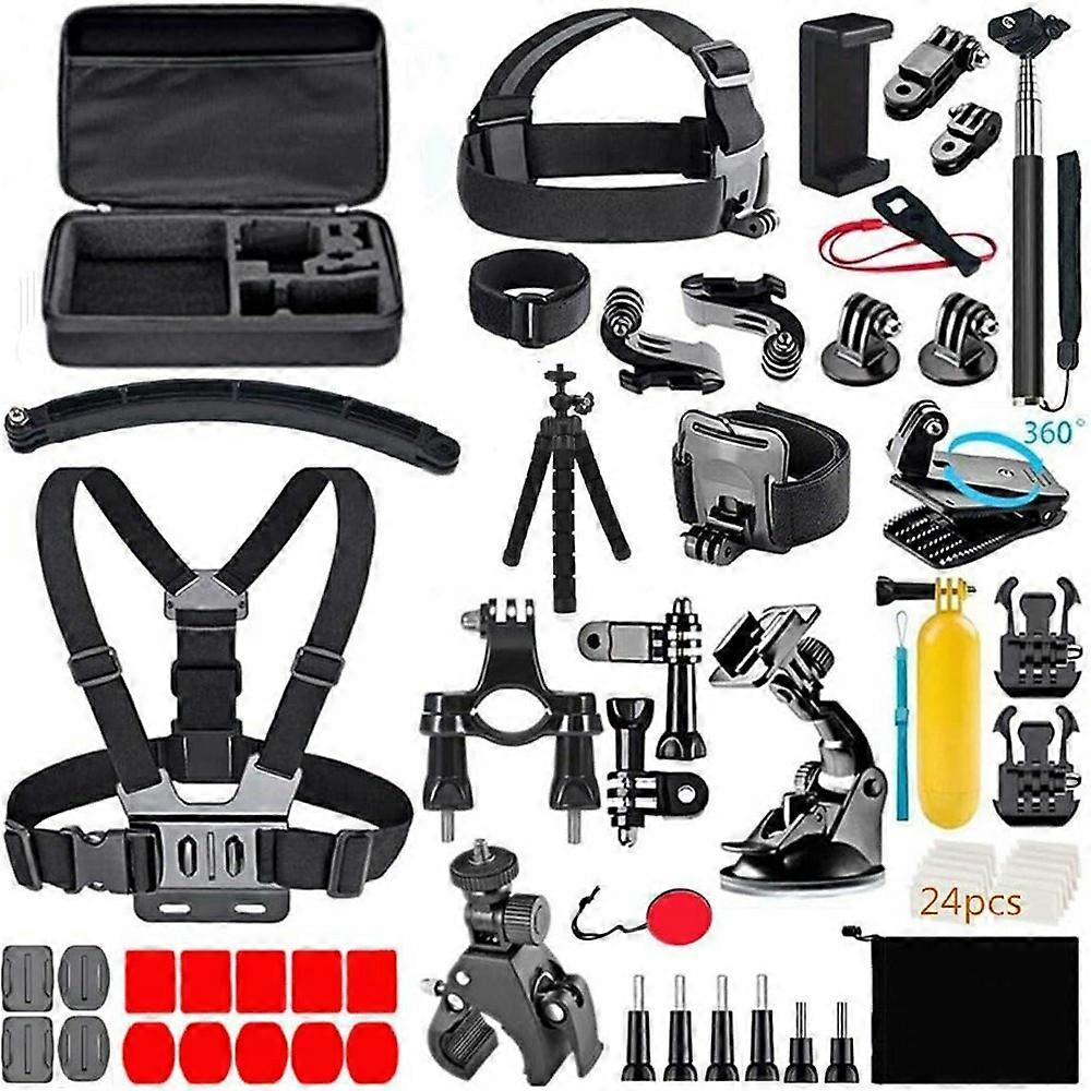Universal 71 in 1 Action Camera Accessories Kit for GoPro/DJI/Insta360 with Chest Strap Selfie Stick
