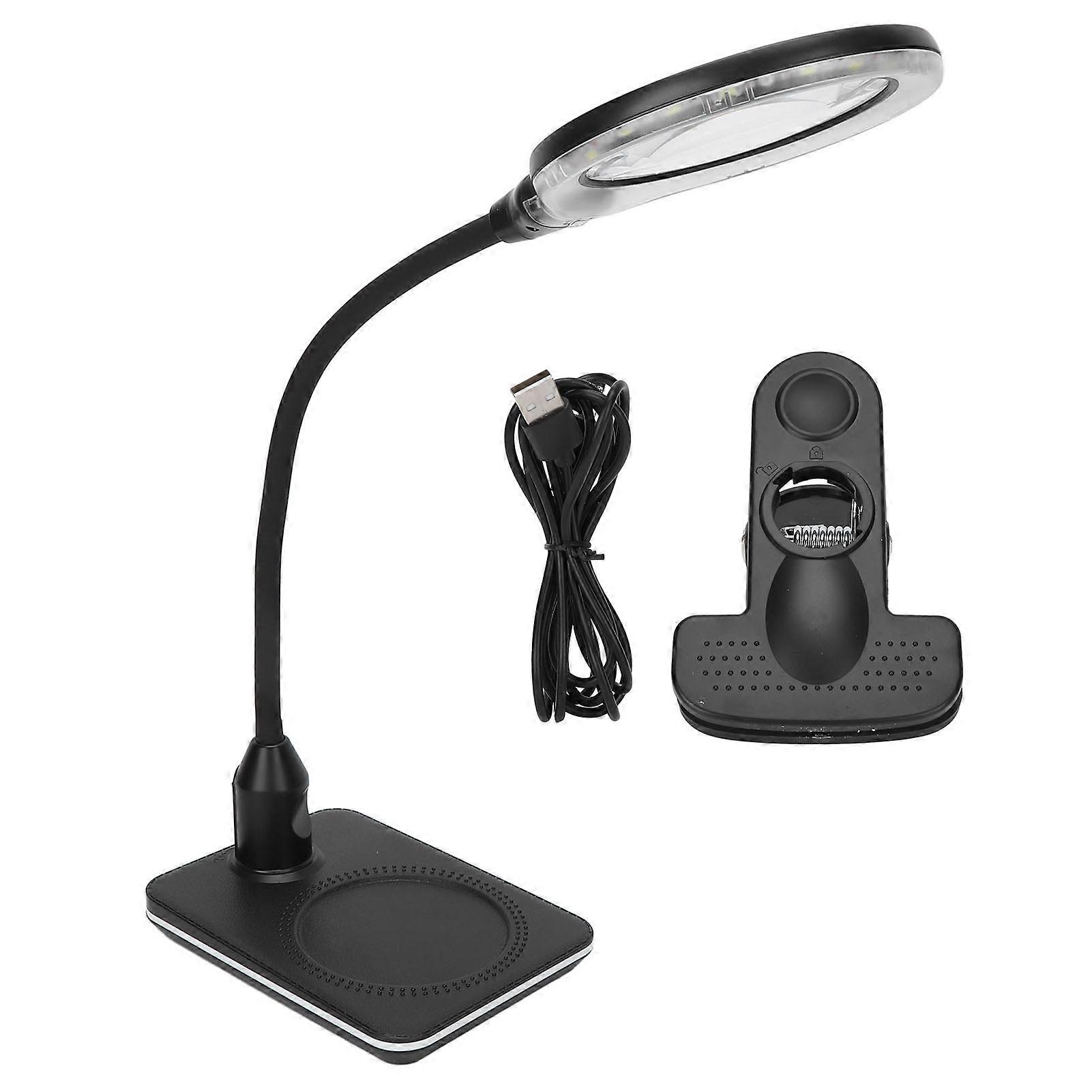 Lampe loupe 3X primaire 10X secondaire à clipser LED souple Port USB Loupe col de cygne réglable avec lumière