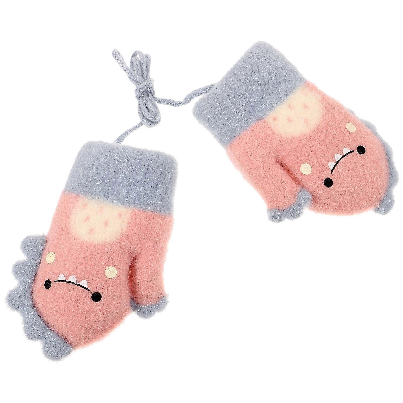 Warmth Cartoon Animals Snails Kids' Knitted Mittens Autumn Lavender for 1 Pair