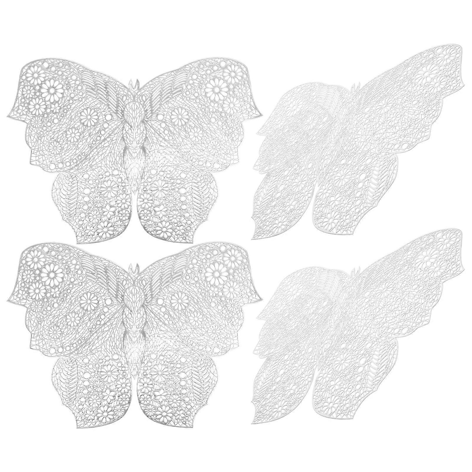 Silver Butterfly Coasters for Drinks Cup Insulation Pad 4Pcs Pack
