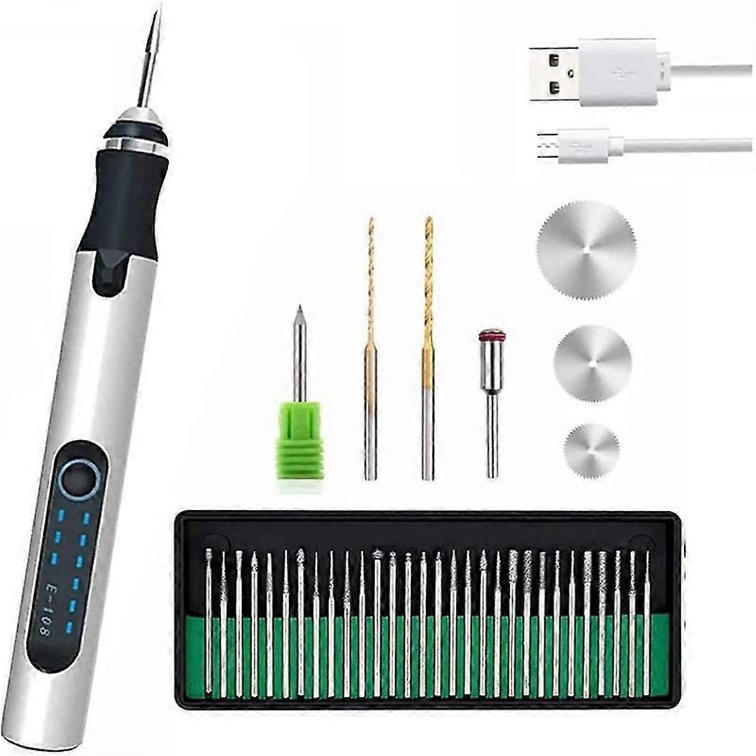 USB Customizer Professional Engraving Pen 30 Bits, Rechargeable Engraving Pen Cordless, Engraver Too