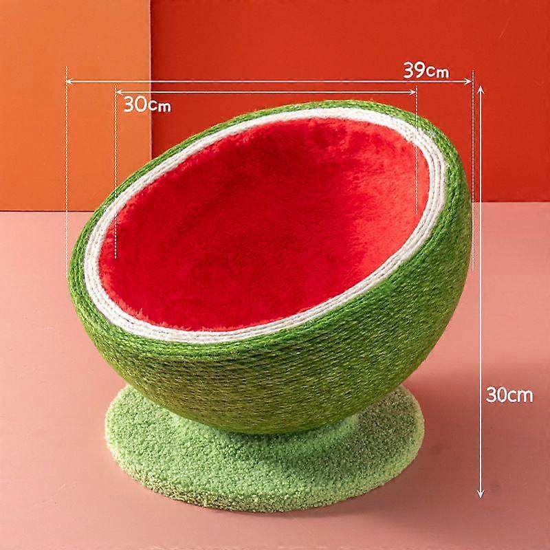 Cat Scratching Pad Bed With Sisal Rope, Non-shedding Cat Scratcher Toy, Watermelon Design Scratch Proof Mat