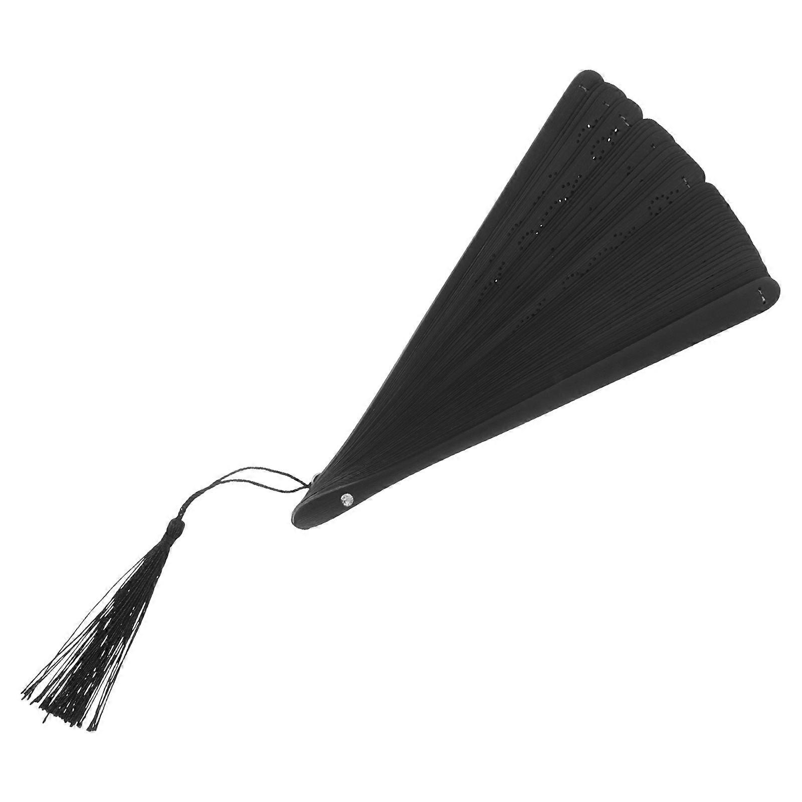 Vintage Hand Fan Bamboo Folding Fan for Daily Use 4Pcs Black Traditional Style