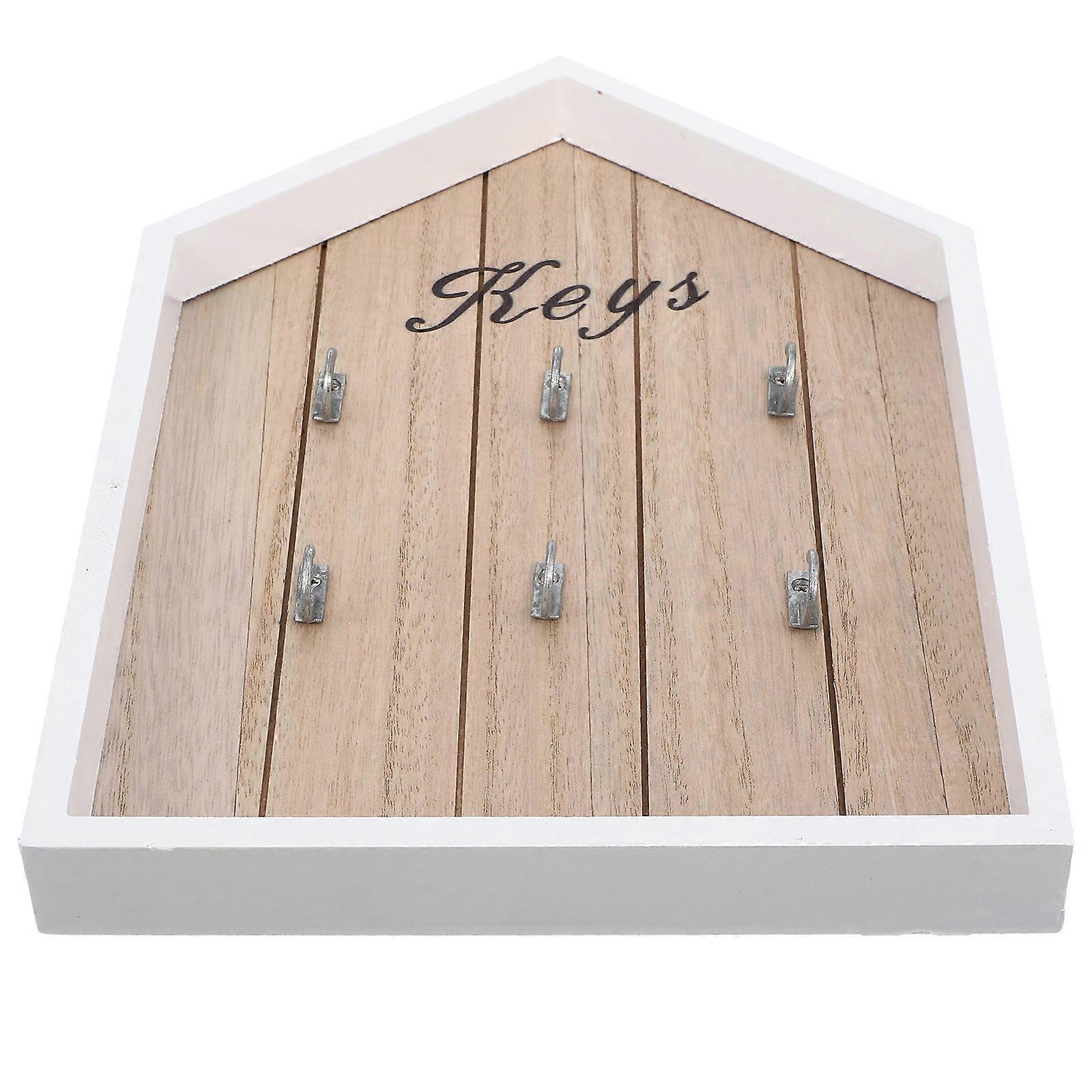 Wooden Key Holder for Storage Use 4Pcs Rustic House Shaped Organizer