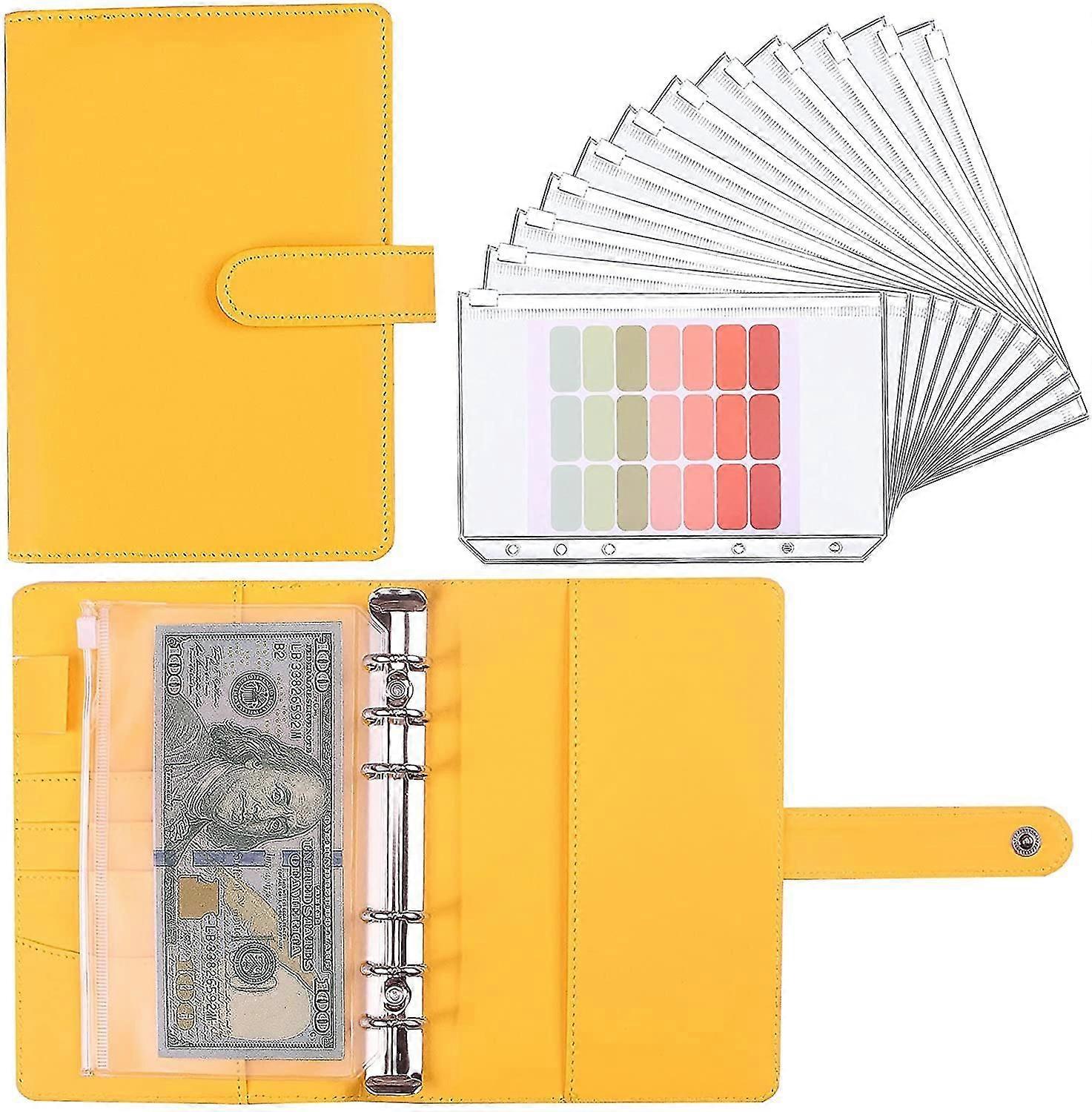 A6 Buget Binder cu plicuri de numerar, Pu piele Notebook Binder - Verde