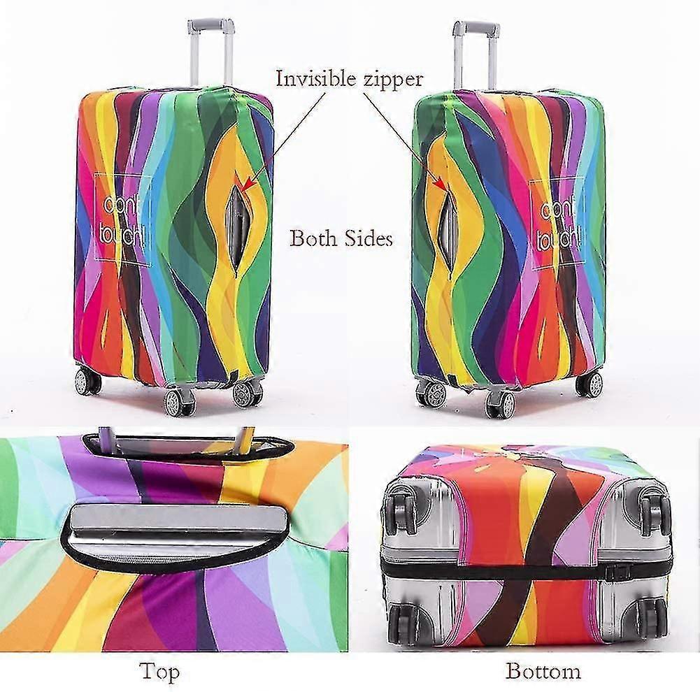 غطاء الأمتعة حقيبة قابل للغسل حامي مضاد للخدش غطاء حقيبة يناسب 18-32 بوصة الأمتعة (شريط ملون، S)