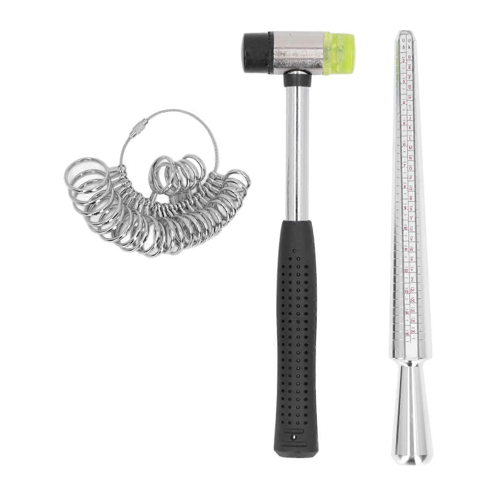 Ring sizer tool, mandrel, jewelry hammer, measuring kit, measuring stick