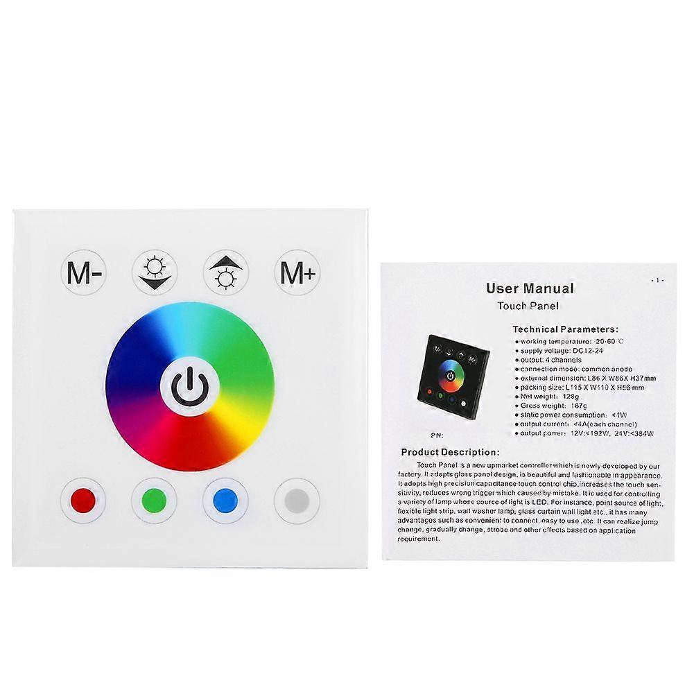 Wall Mounted Colorful RGBW LED Touch Panel Controller Dimmer Switch for LED Strip Light White