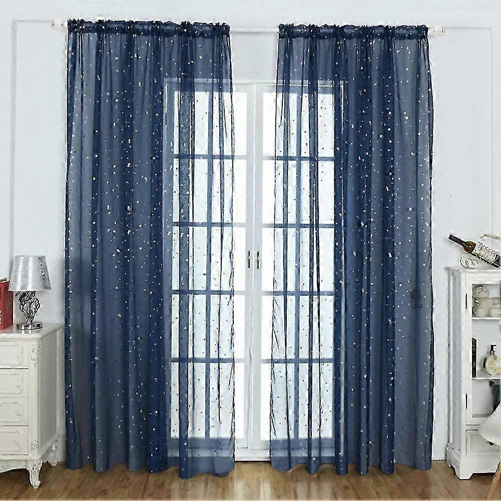 Shimmering Star Sheer Curtains with Pencil Pleat Design for Window Drapes and Valances