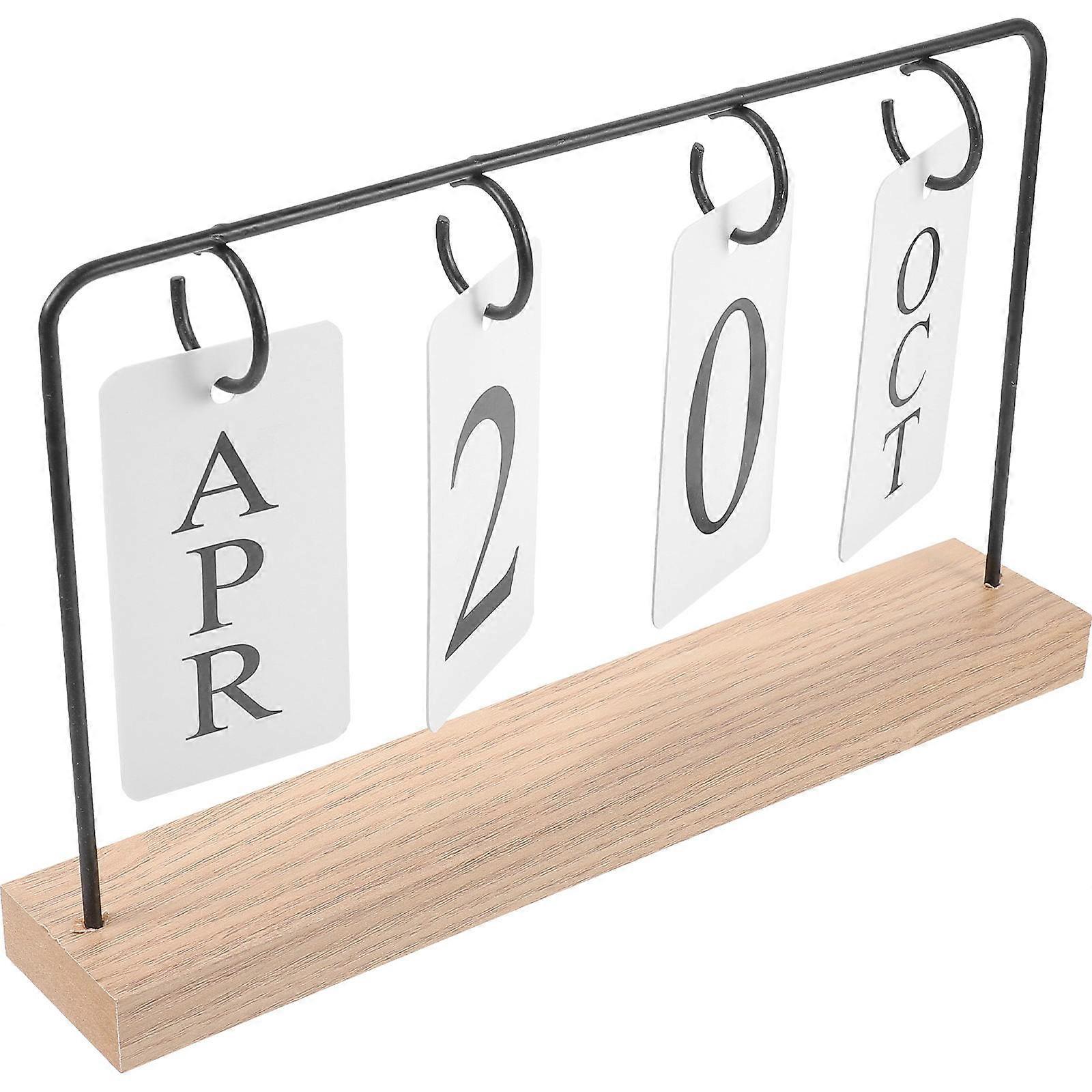 Standing Desk Calendar Wooden Perpetual Flip Calendar 3Pcs Set