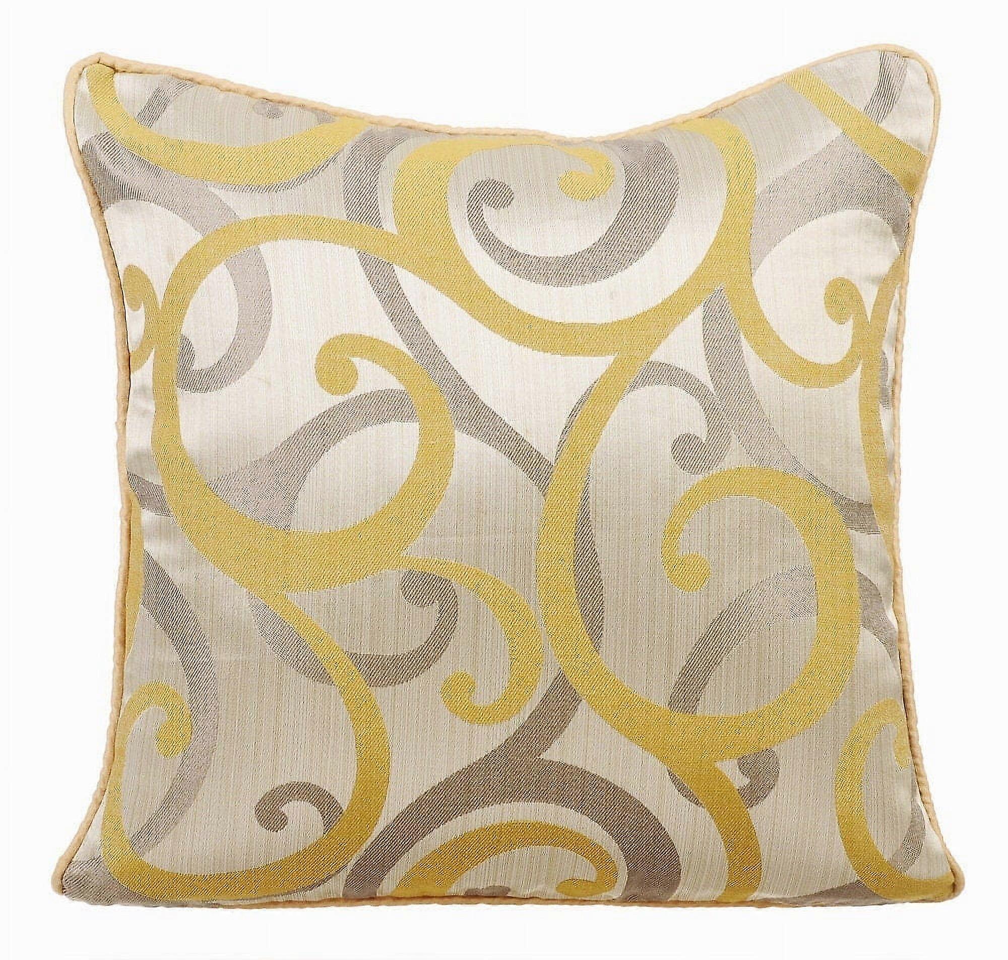 HomeCentric Mustard Yellow Throw Pillow Covers Pack of 2, 16x16 inch, Jacquard Abstract Scroll Pattern - Compatible with decor styles