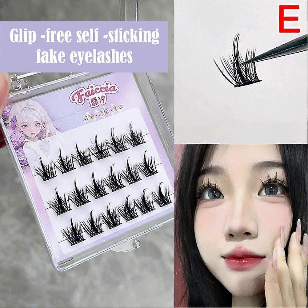 Glue-Free Self-Adhesive False Eyelashes Natural Single Cluster Design Easy to Apply Beginner Friendly 6 Styles