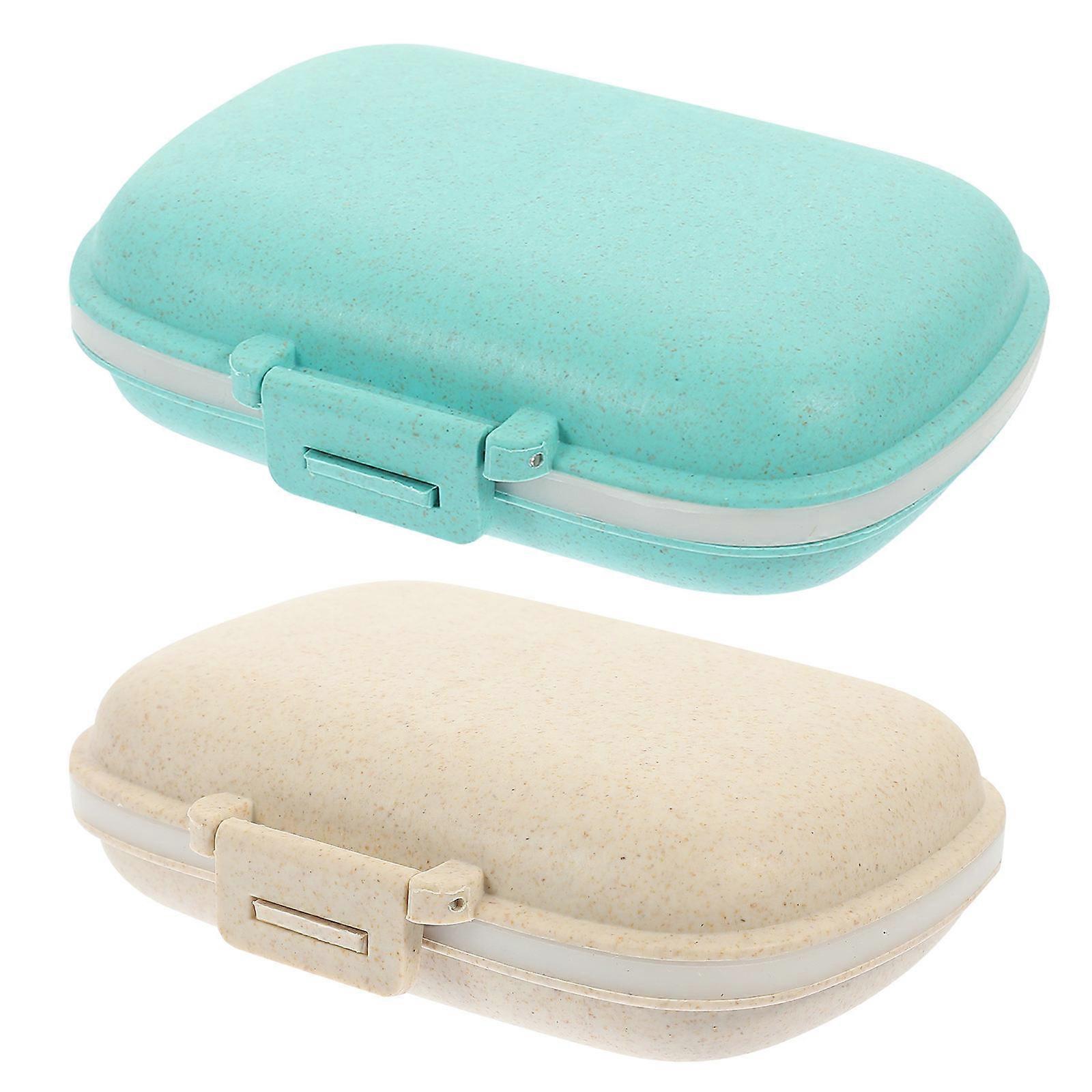 Assorted Color Portable Pills Case for Storage Use Double Layer 10Pcs