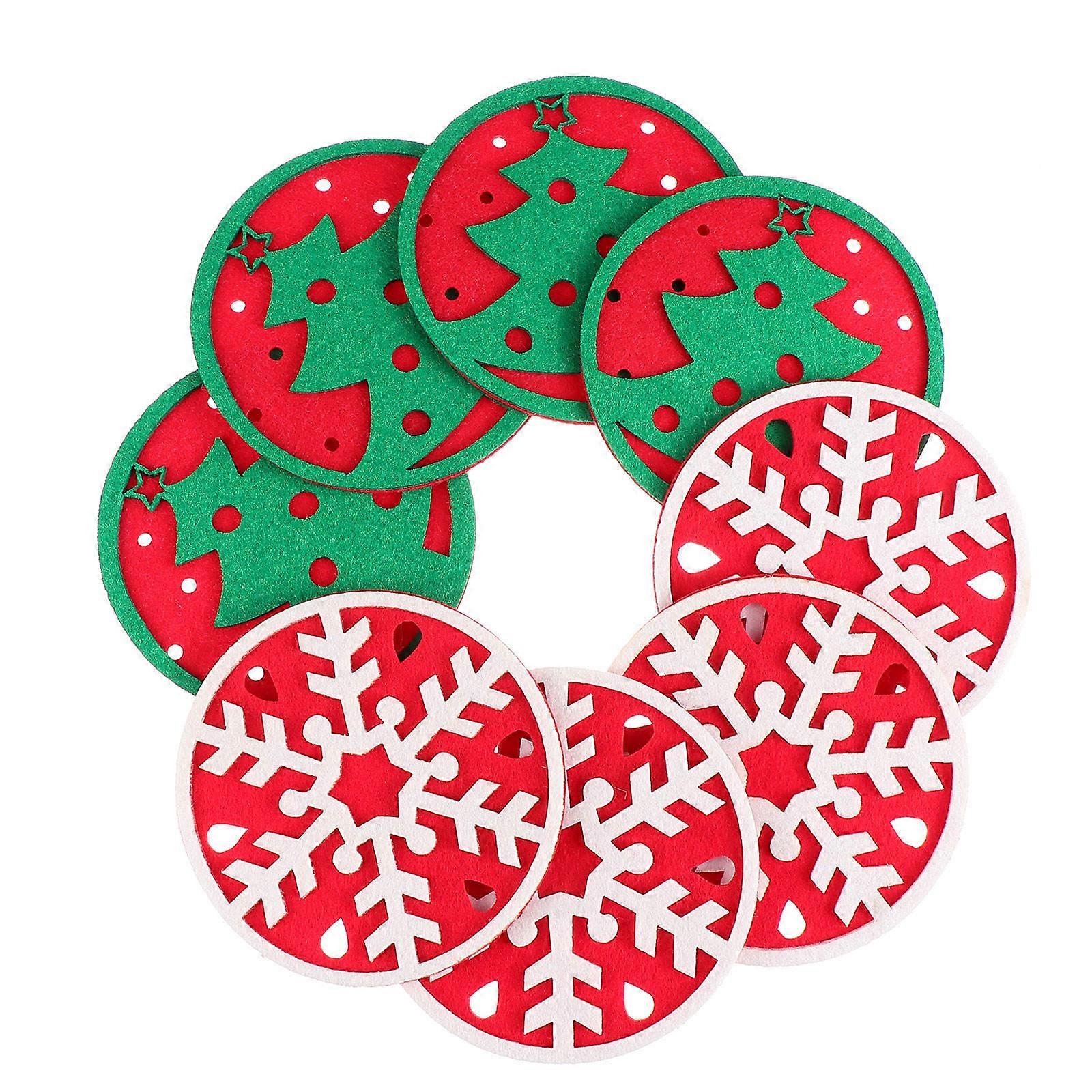Holiday Christmas Cup Coasters Felt Pads Round Coasters 16Pcs Pack