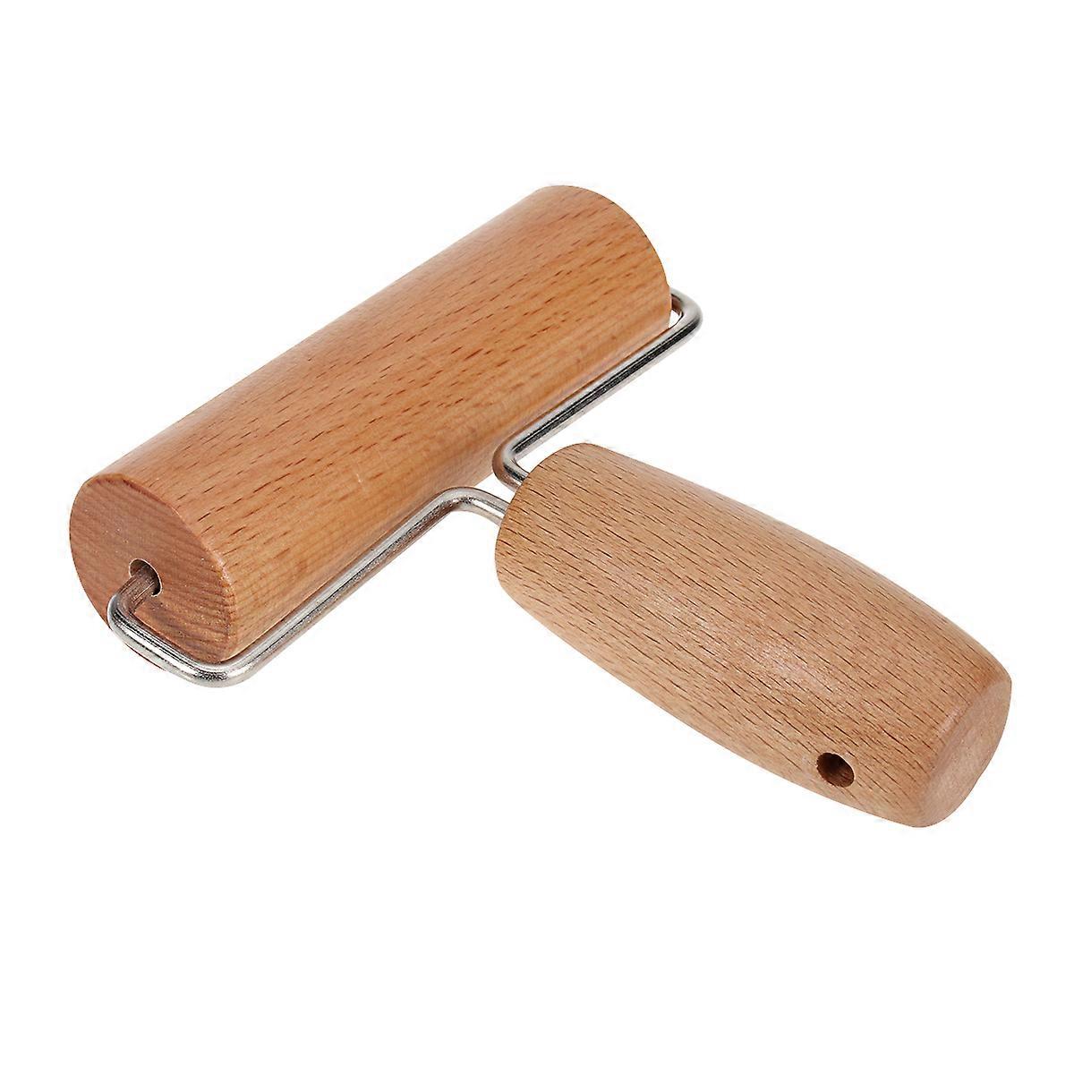 Pastry Pizza Baking Roller Pin Easy to Clean with Handle Solid Wood for Home Baking Accessories 1Pack