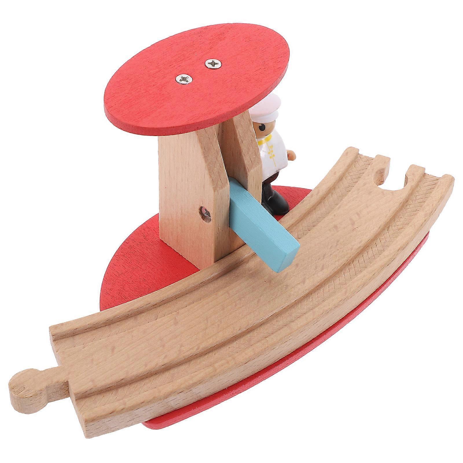 Wooden Railway Road Block Toy for Pretend Play 4Pcs Assorted