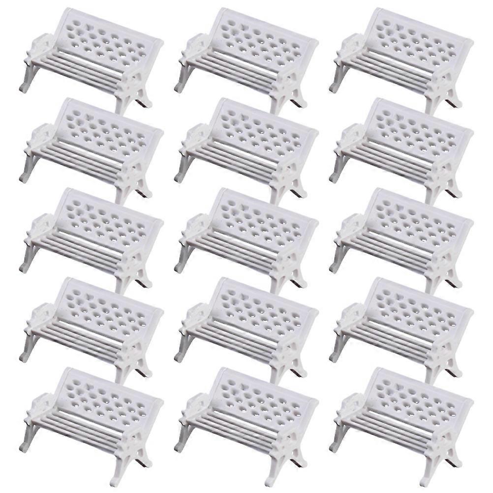 Bench Model White Decoration 32Pcs Set for Micro Landscape