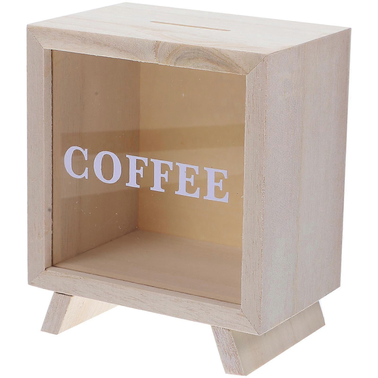 3Pcs Rectangular Wood Piggy Bank Money Jar Savings Box For Family Featuring Tip Collection Function