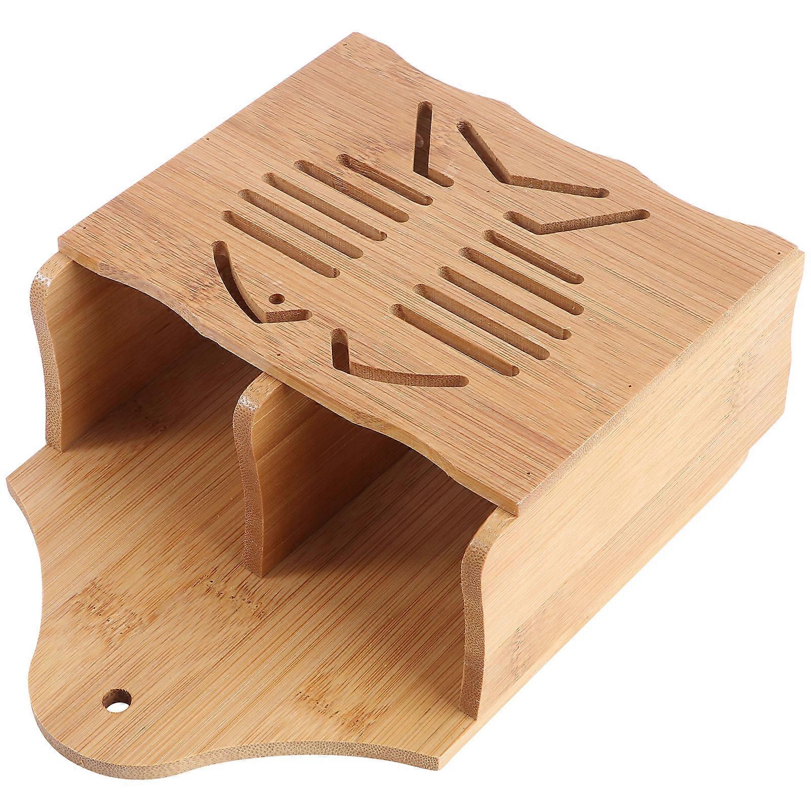 Bamboo Kitchen Utensil Holder for Storage 2Pcs Countertop