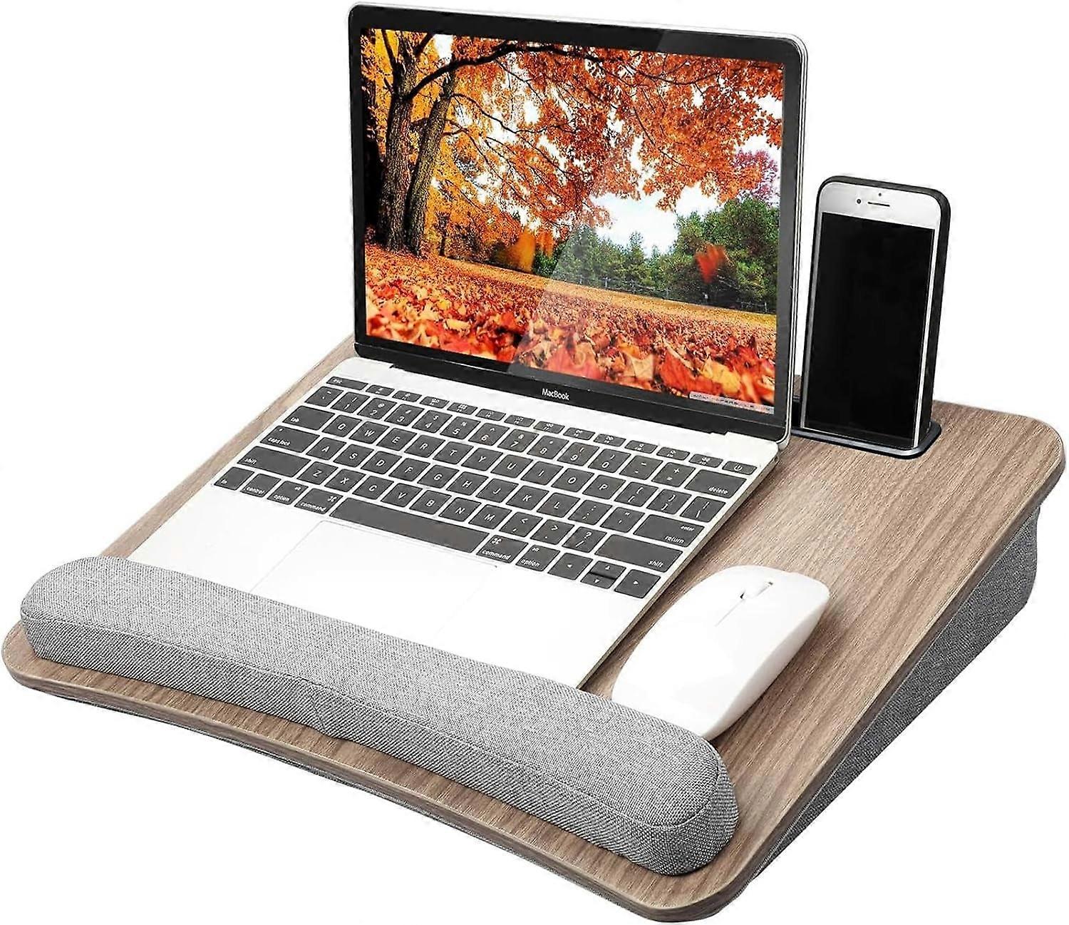 Portable Lap Desk with Pillow Cushion, Fits up to 15.6" Laptop, Anti-Slip & Storage, Compatible with Home Office, Students, Book, Tablet