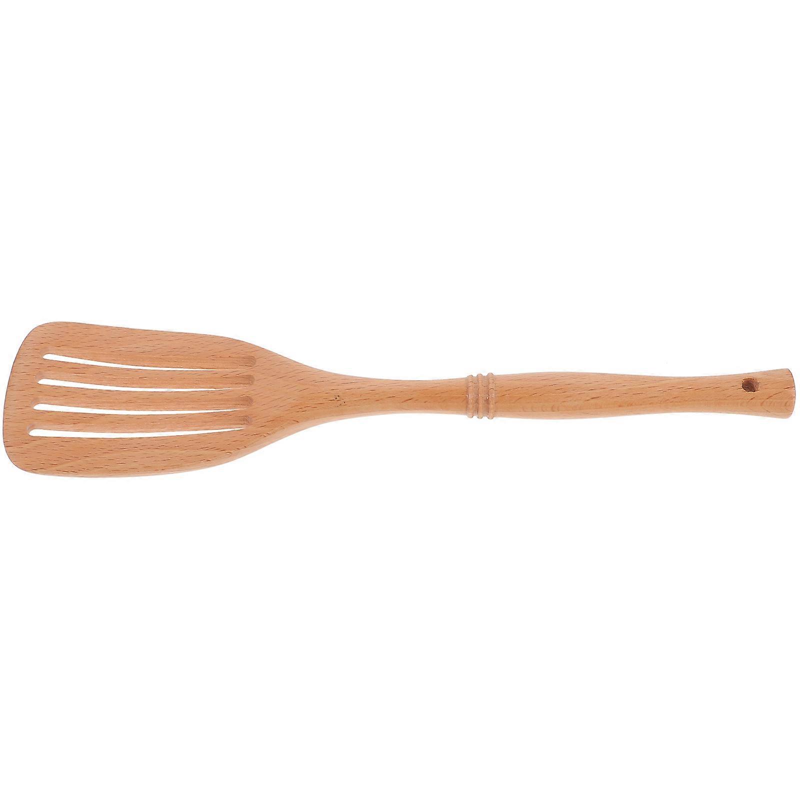 Wooden Spatula Set 4Pcs Kitchen Cooking Tool Nonstick Light Brown Round Handle For Stewing