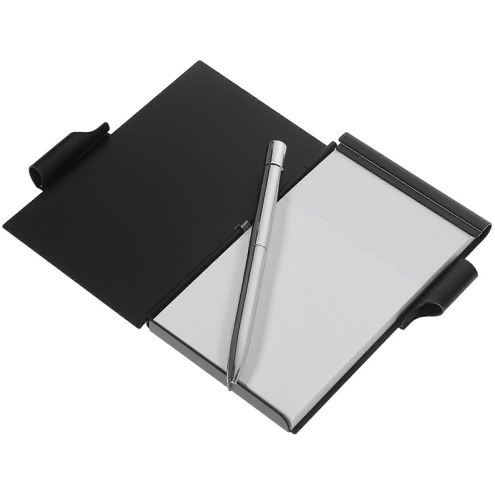 Compact Pocket Notebook with Pen Metal Note Case 2Pcs