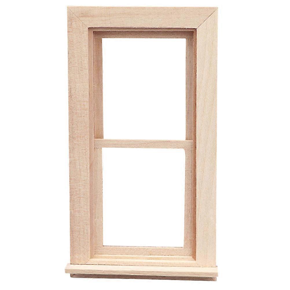 Wooden Dollhouse Windows Mini Window for Decoration 2Sets Beige