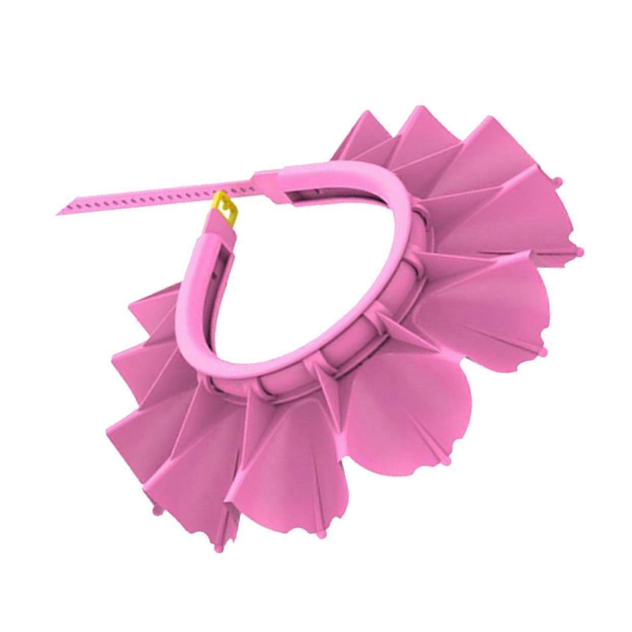 Adjustable Shower Cap For Boys, Silicone Shampoo Shield, Ear Protection, Pink Lightweight Bath Hat, QuickDrain Slots