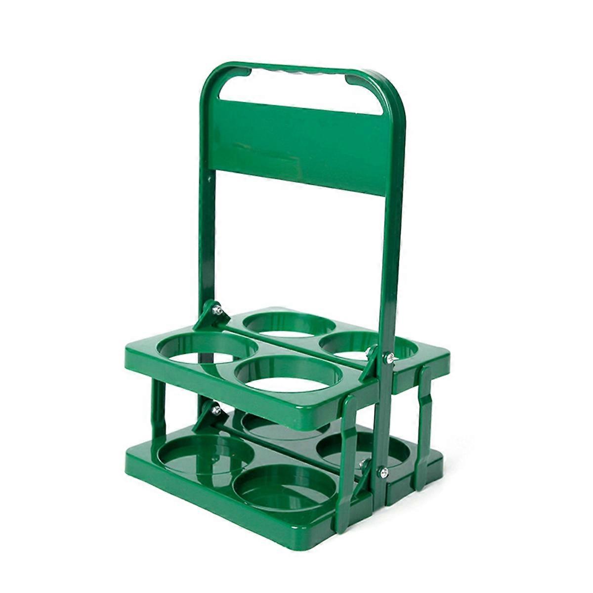 4 Holes Foldable Plastic Beverage Carrier, with Handle Green