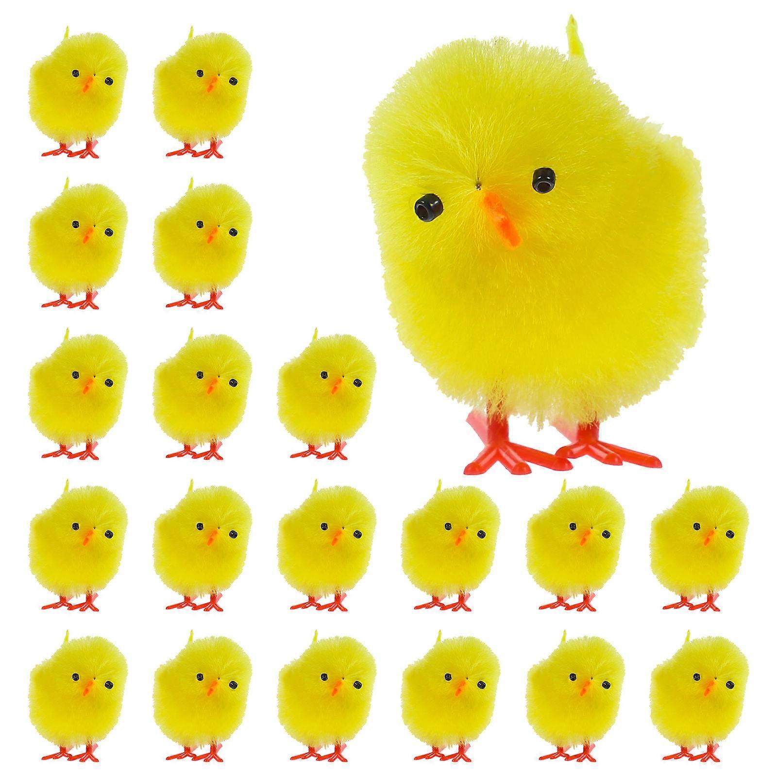 Miniature Chicken Plush Ornaments for Decoration 72Pcs Yellow Set