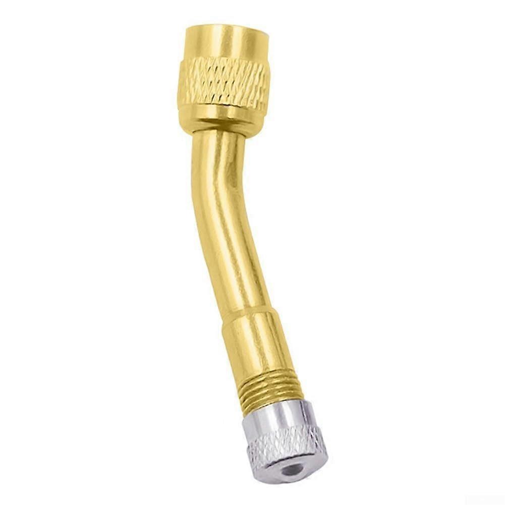 Valve Extension Adapter 45/90/135 Degree Angle Bend, Brass, Fits Most Vehicles, With Valve Core And Cap, Yellow 135