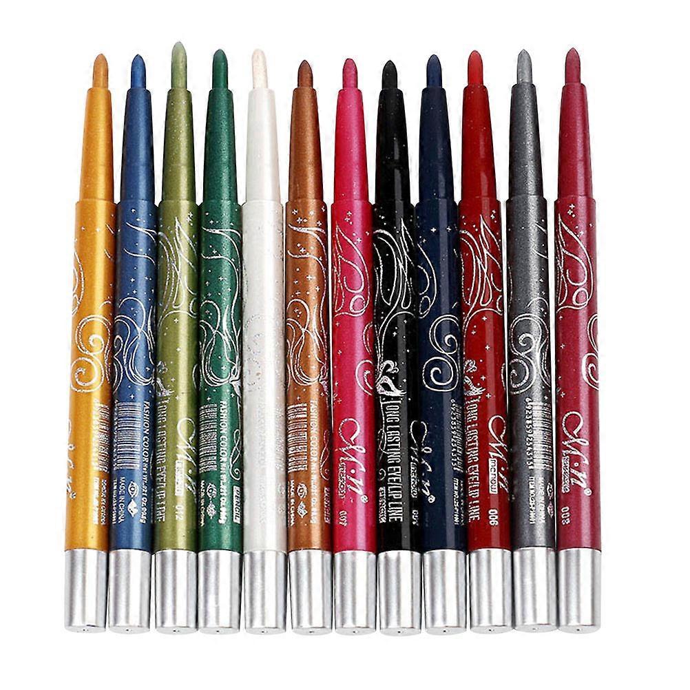 Waterproof Rotating Eye Shadow Pen Set 12Pcs Colorful Eyeshadow Pen