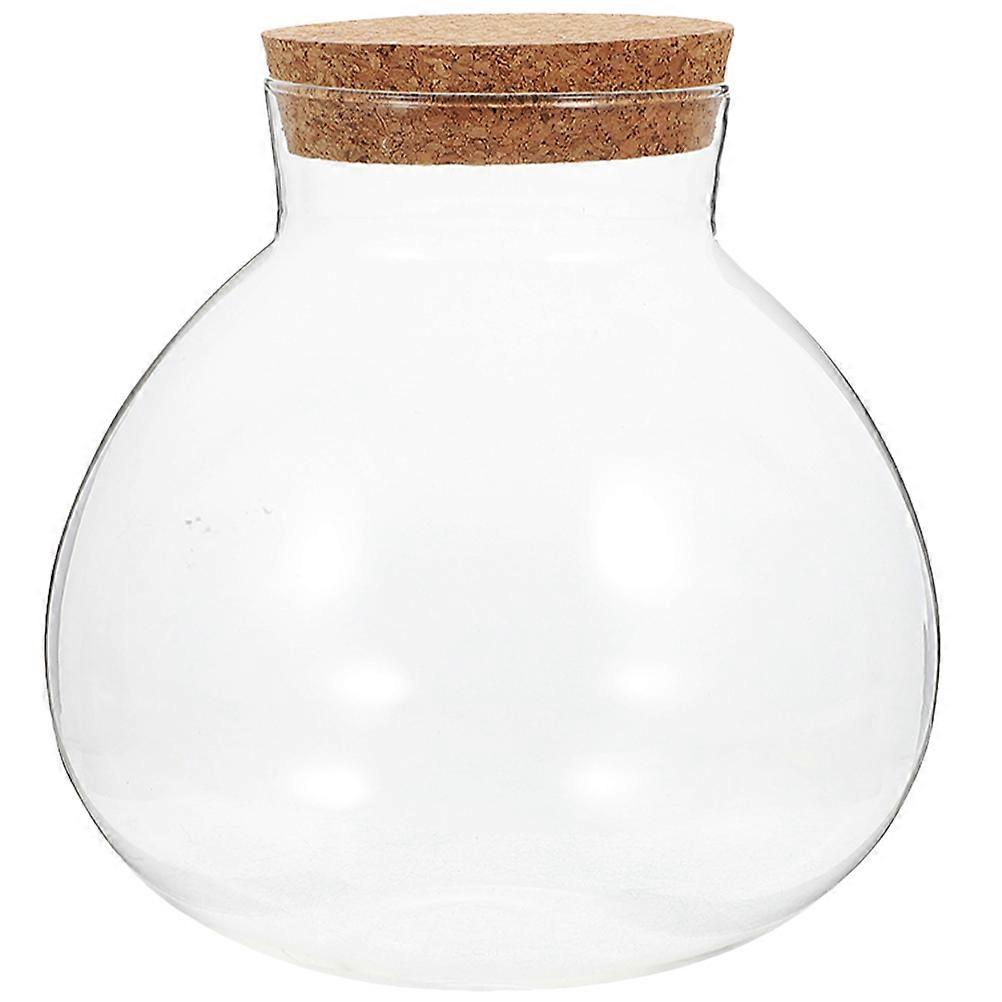 Reusable Mini Bottles Glass Jar DIY Storage Weddings Round Cork 3.9×3.9×4.3in 1Set