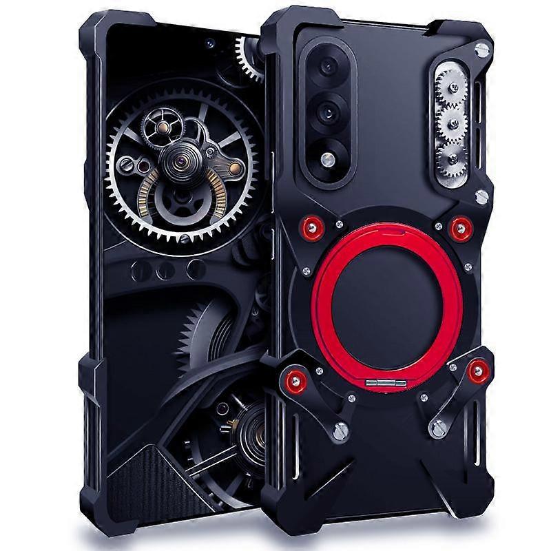 Rotating Bracket Hollow Metal Phone Case with Lanyard